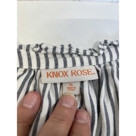 Knox Rose Long sleeve Black/White Pinstrip shirt with Pearl snap buttons Sz XL - Picture 10 of 11